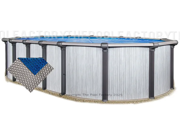 15'x24' Oval Space Age Silver/Blue Solar Cover (Midwest Canvas SOLCOVER-O-15X24-SA)