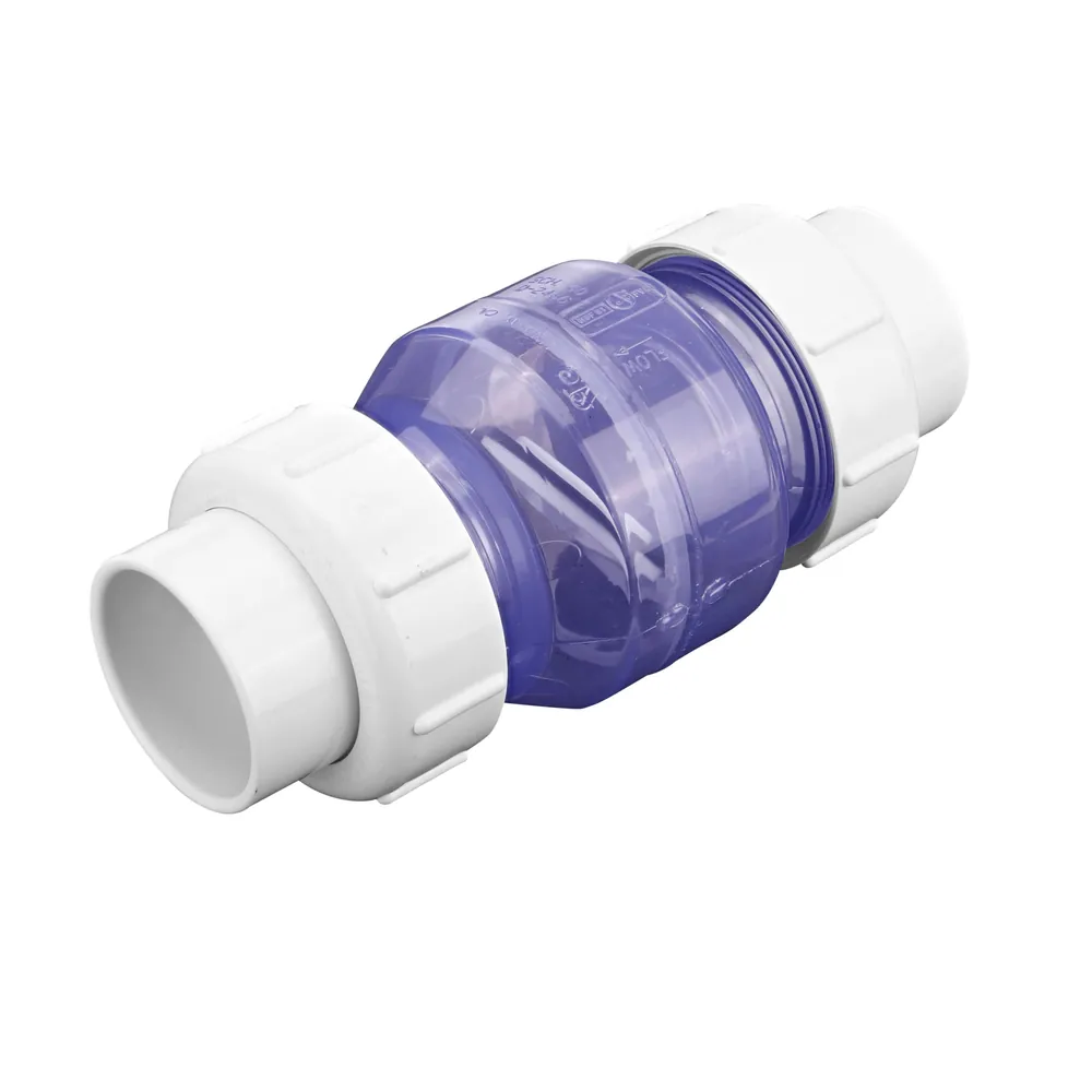 NDS Swing Check Valve, 2" Slip Clear PVC 125 psi 1700 Series True Union Low-Profile wit (National Diversified Sales 1720C20)
