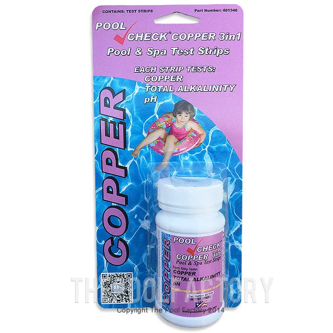 Pool Check 3 in 1 Copper Test Kit (50 Strips) (Pool Check 48134)